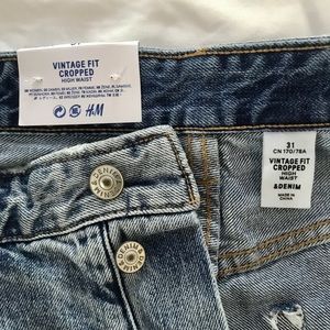 H&M 31 Waist Vintage Fit Cropped High Waist Denim